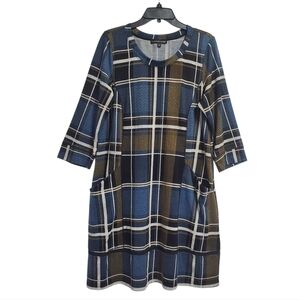 Chris McLaughlin Plaid 3/4 Sleeve Dress Size 14